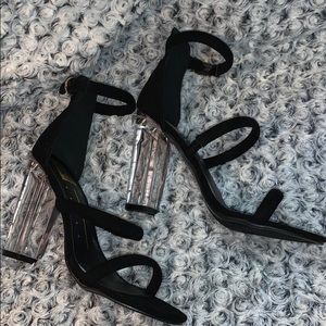 Black Suede Clear Heels